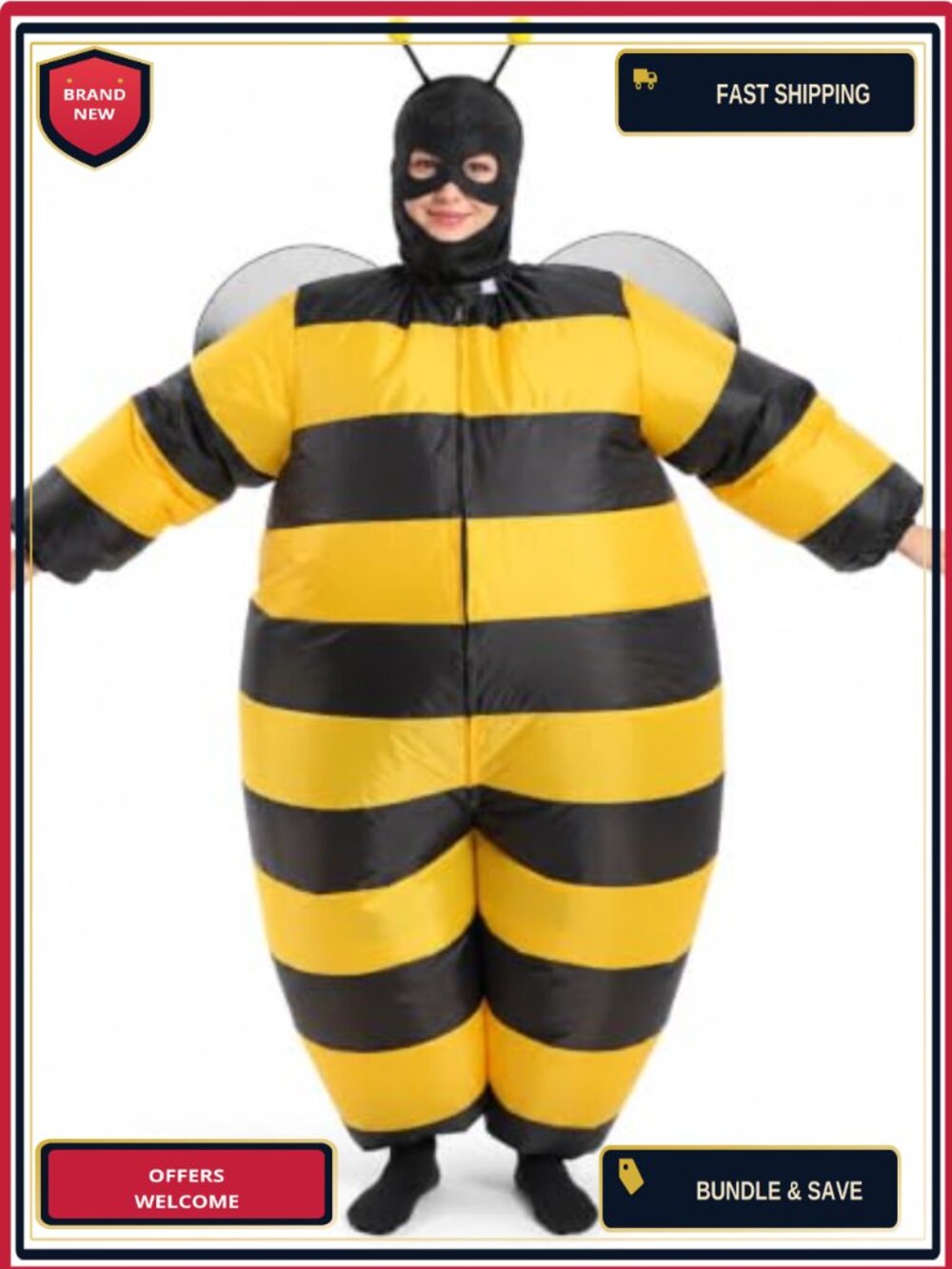 Adult Inflatable Bee Costume with Hood Full Body Halloween Cosplay